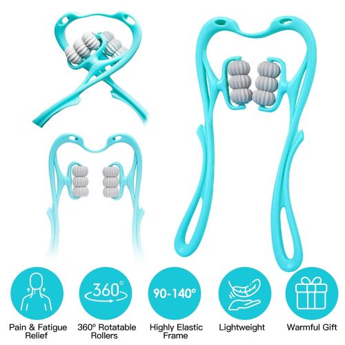Neck Roller Massager 360Âº Rotatable Trigger Point Roller Portable Massager with 6 Balls for Neck Leg Thigh Foot Pain Relief